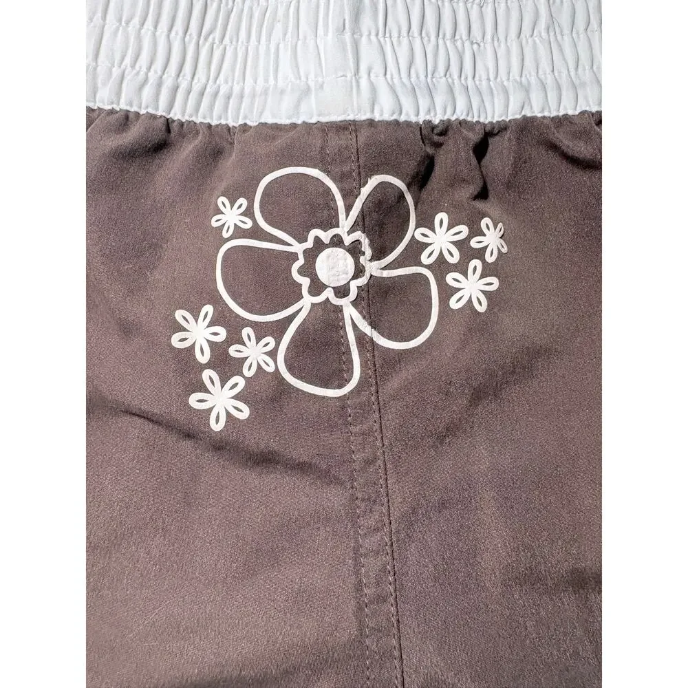 Y2K Hawaiian Beach Swim Surf Lightweight Stretch Waistband Pocket Shorts Women M
